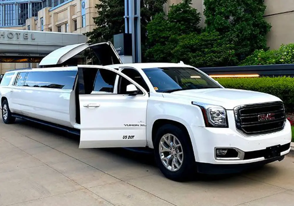 a white limousine with doors open