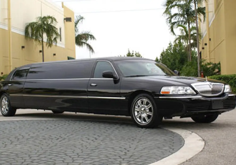 long shot of a black limousine