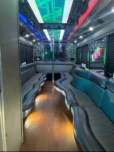 30 Passenger Party Bus with Restroom & Dance Pole